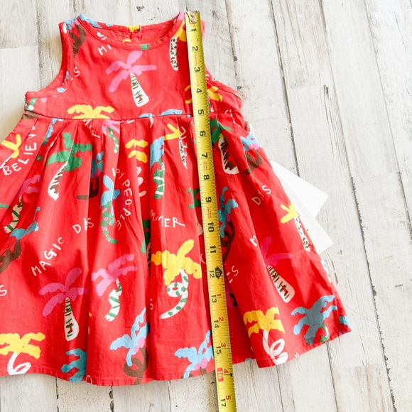 NEW! STELLA MCCARTNEY Palm Tree Organic Summer Dress Baby Girls Sz 6 Months Red - Picture 15 of 15